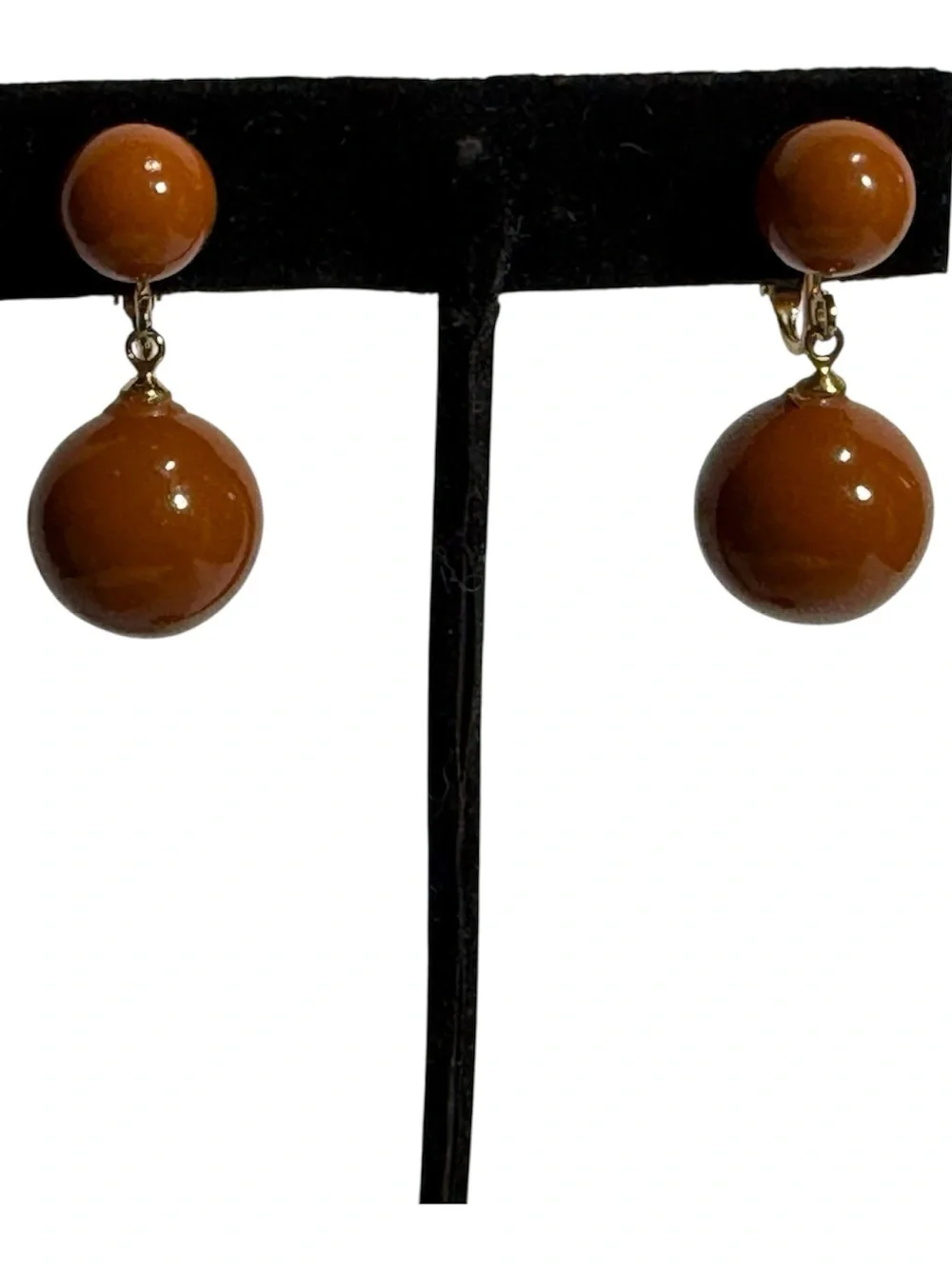 Vintage Butterscotch Gum Ball Drop Clip On Earrings Lucite Plastic